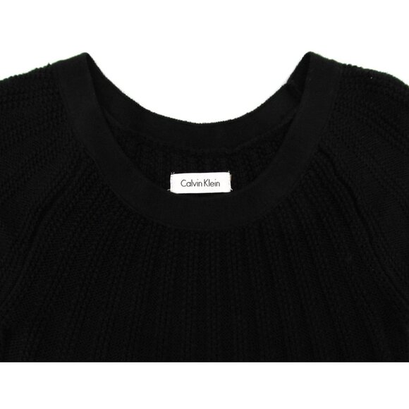 Calvin Klein Ribbed Knit Dress Womens Small Black Cap Sleeve Minimalist 90s Y2K - Picture 5 of 11